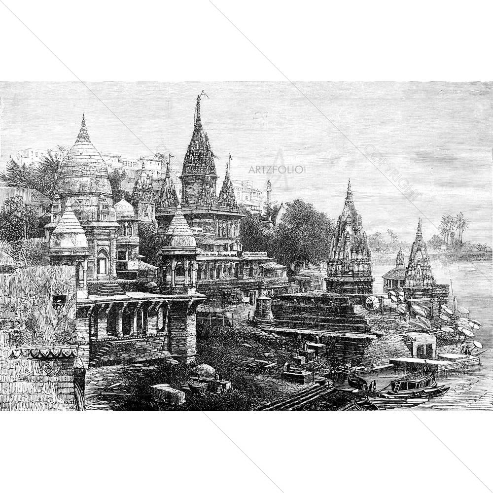 Hindu Temples At Varansi India — custom-size art design 5004994