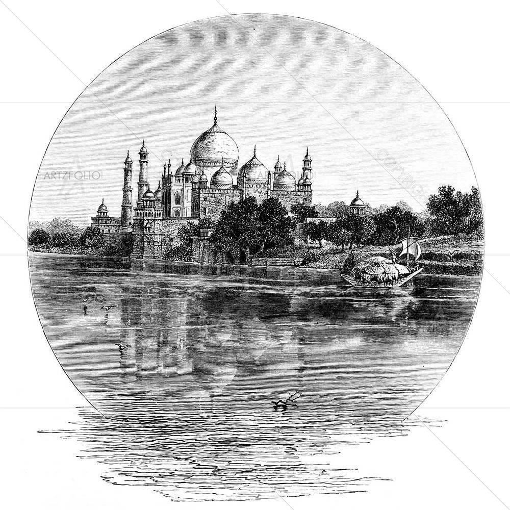 Taj Mahal India — Ancient custom art by ArtzFolio