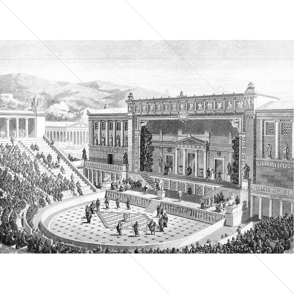 The Theatre Of Dionysos At Athens — Ancient custom art by ArtzFolio
