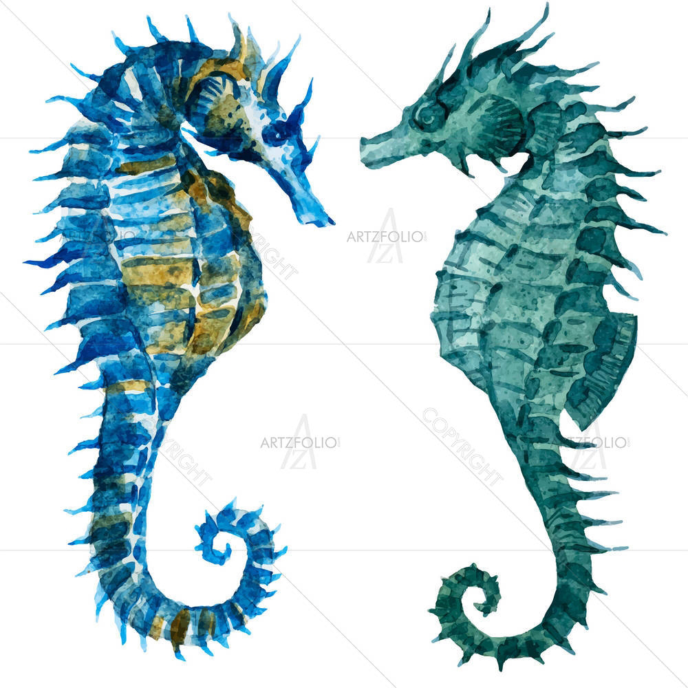 Seahorses D2 — Ancient custom art by ArtzFolio