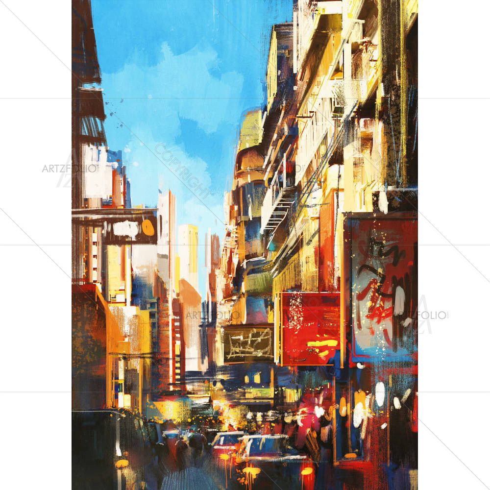 Artwork Of City Street — Architecture custom art by ArtzFolio