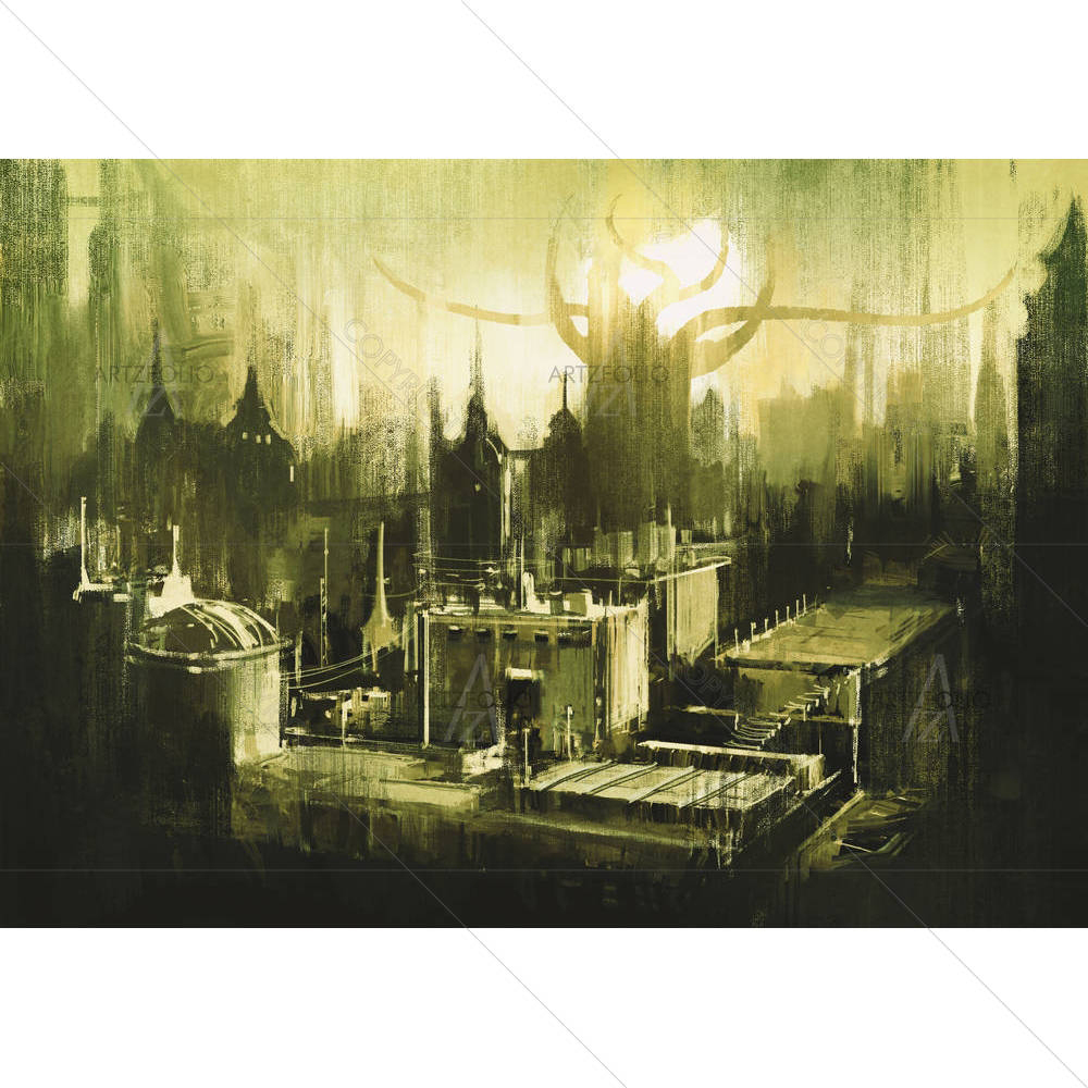 Artwork Showing Skylines & Sunset — custom-size art design 5005054