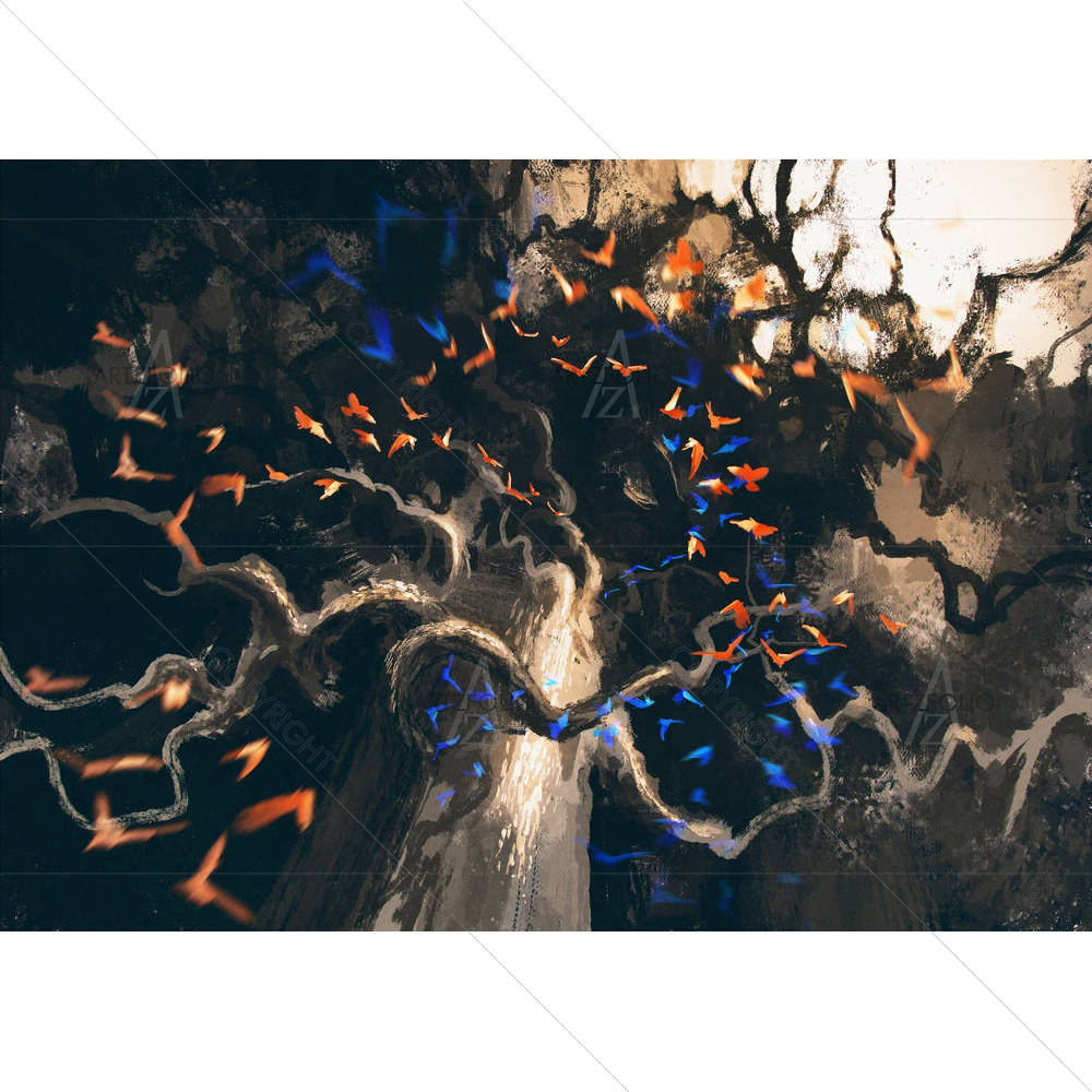 Looking Up In Flock Of Birds — Abstract custom art by ArtzFolio