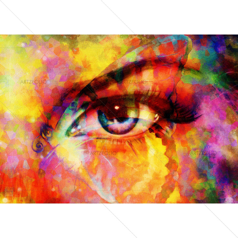 Color Butterflies & Woman Eye — Botanical custom art by ArtzFolio