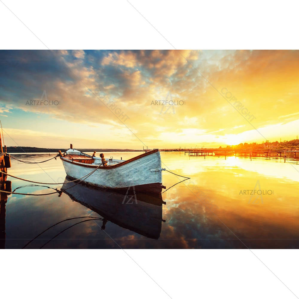 Boat On Lake — custom-size art design 5005076