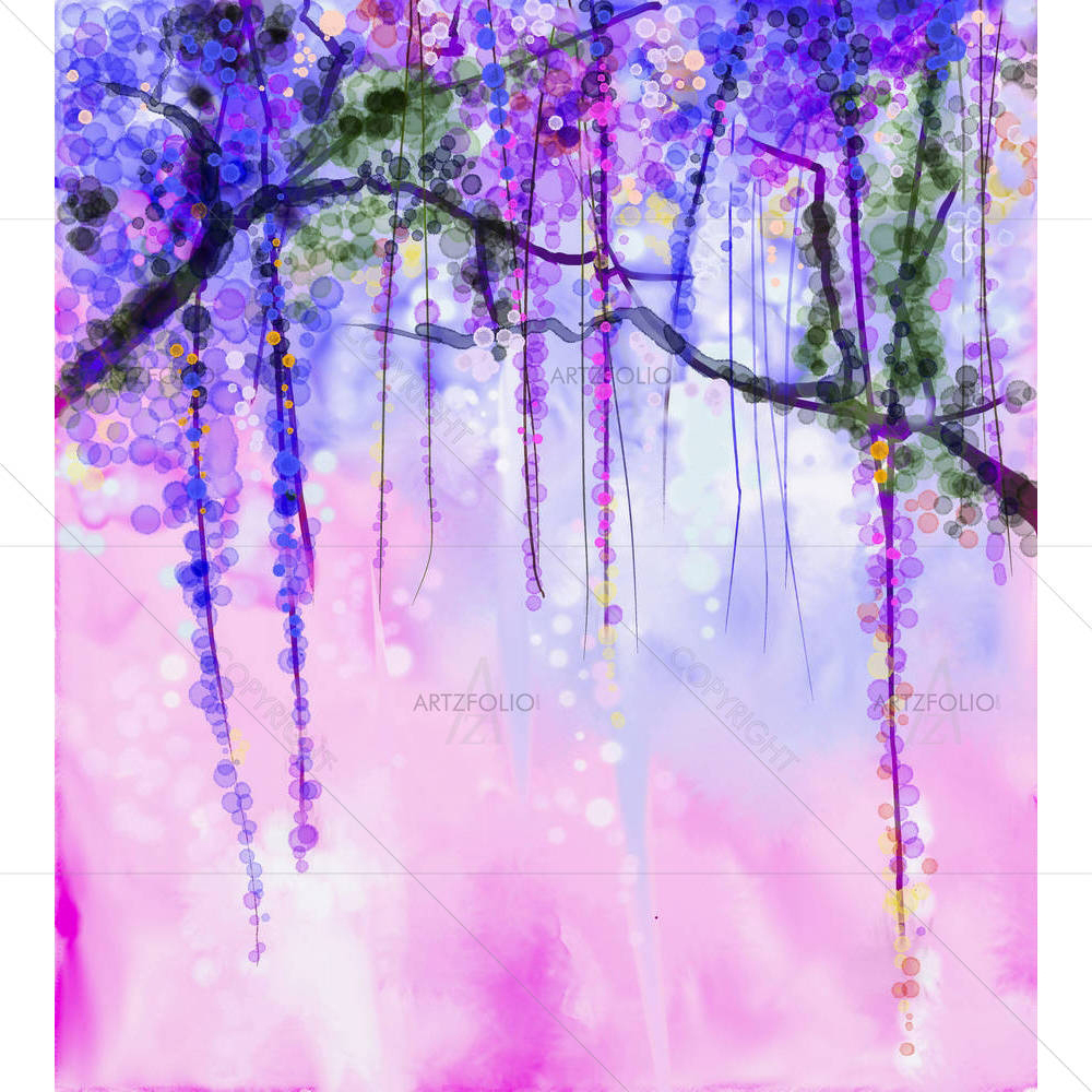 Spring Purple Flowers Wisteria D1 — custom-size art design 5005081