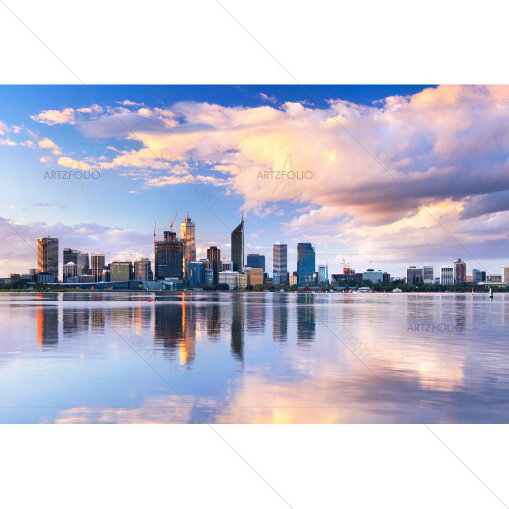 The Skyline Of Perth, Western Australia At Sunset — Landscapes custom art by ArtzFolio
