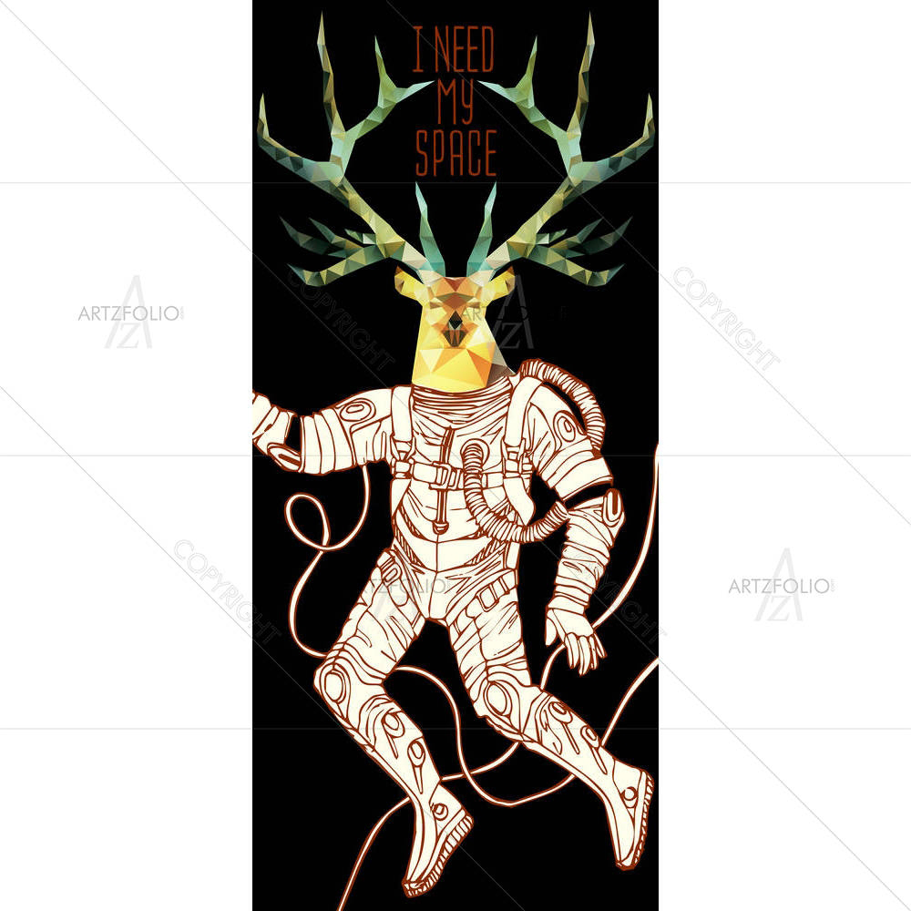Deer Astronaut & Quote — Abstract custom art by ArtzFolio