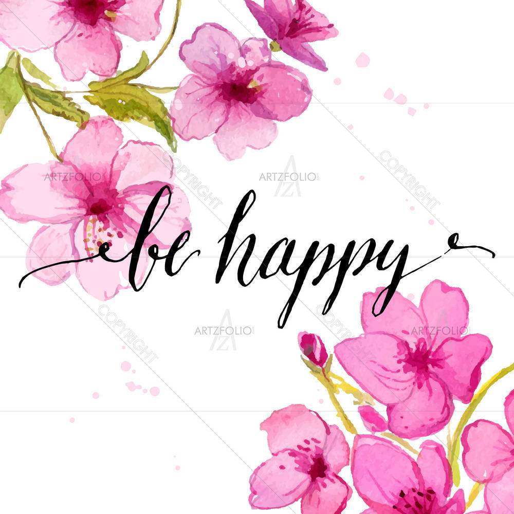 Calligraphy Text Be Happy — custom-size art design 5005096