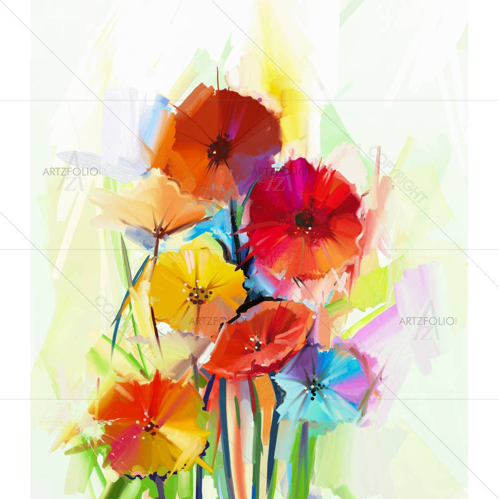 Still Life Of Yellow & Red Gerbera Flowers D3 — custom-size art design 5005117
