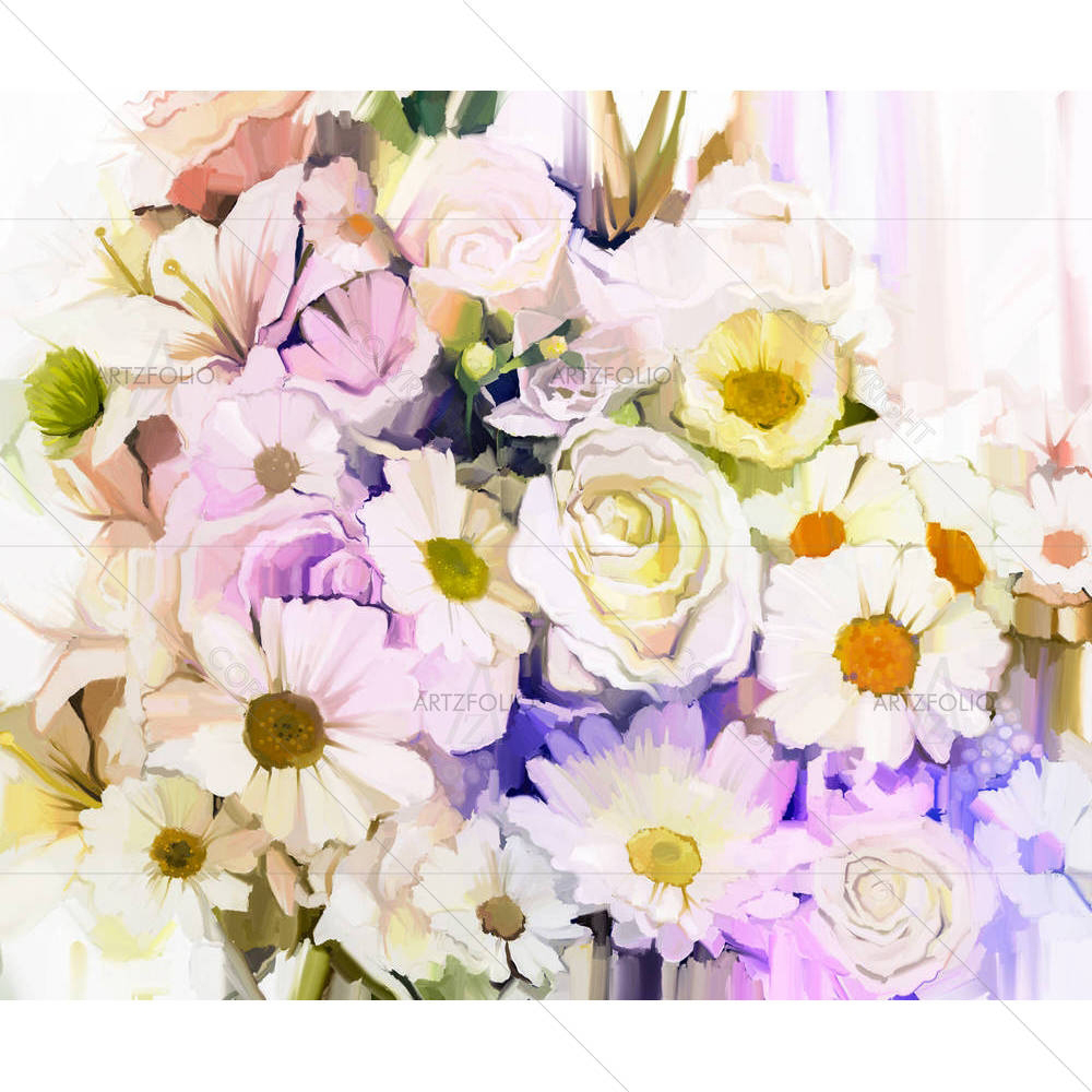 Still Life Of White Color Flowers — Botanical custom art by ArtzFolio