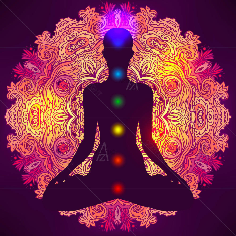Woman Sitting In Lotus Pose — custom-size art design 5005132