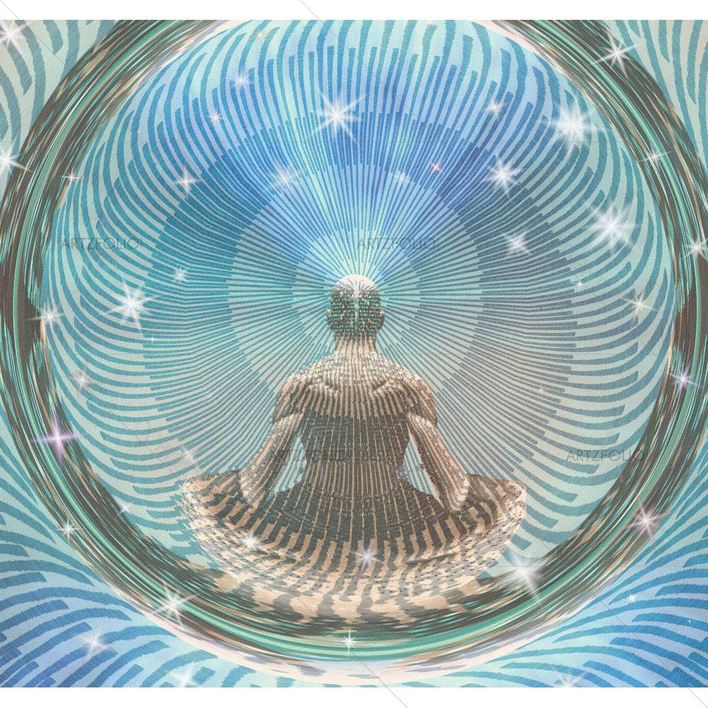 Meditating Man & Energy — Devotional custom art by ArtzFolio
