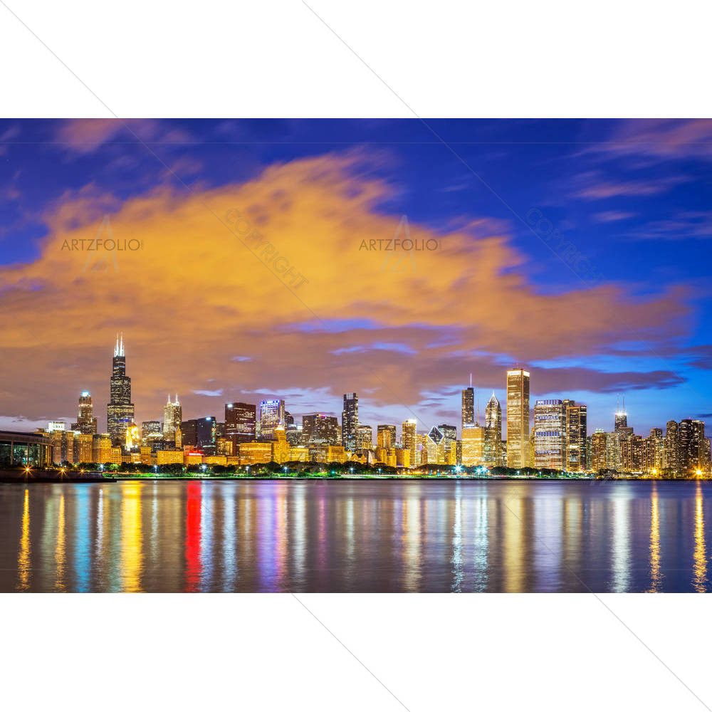 Chicago Downtown Skyline & Lake Michigan, Illinois USA — custom-size art design 5005138