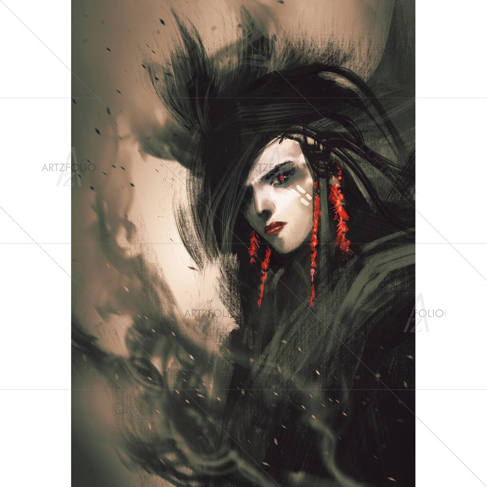 Beautiful Woman With Red Earrings — custom-size art design 5005157