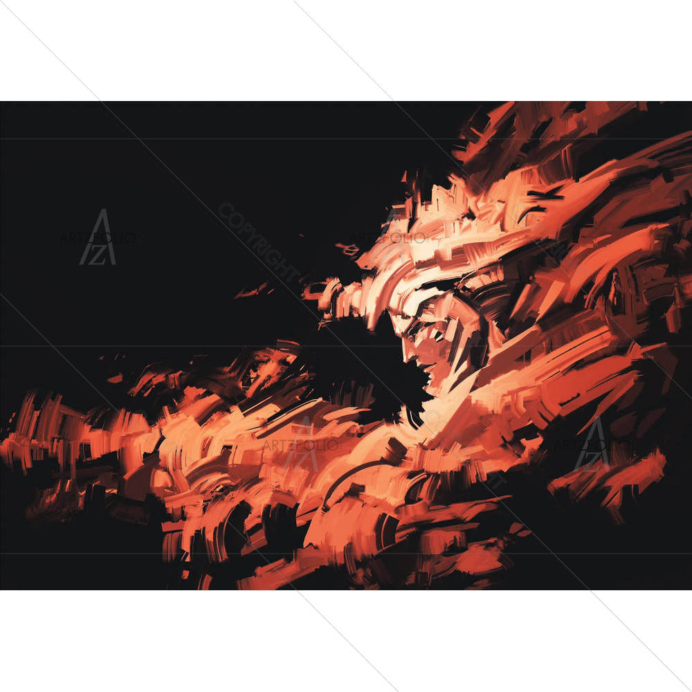 Man Face With Brushstrokes — custom-size art design 5005160