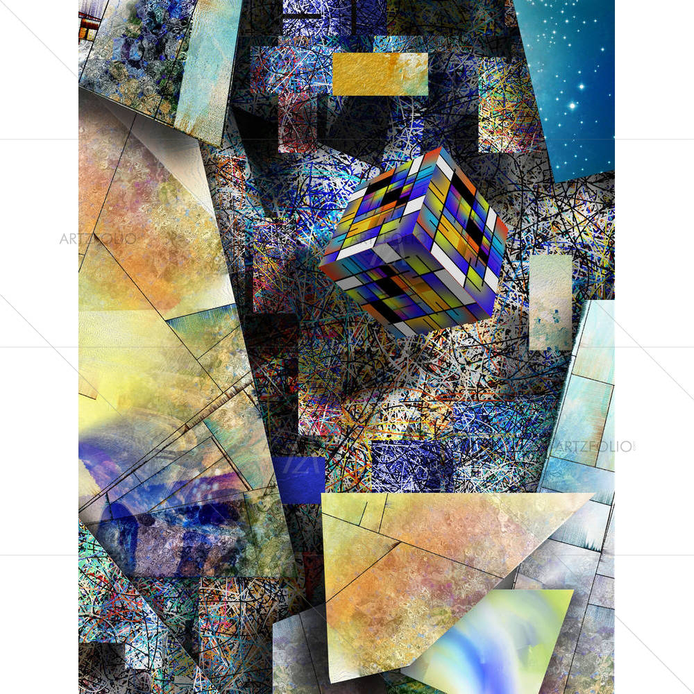 Block Hovers In Abstract Art — custom-size art design 5005166