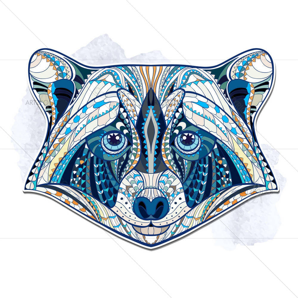 Raccoon Portrait D1 — custom-size art design 5005185