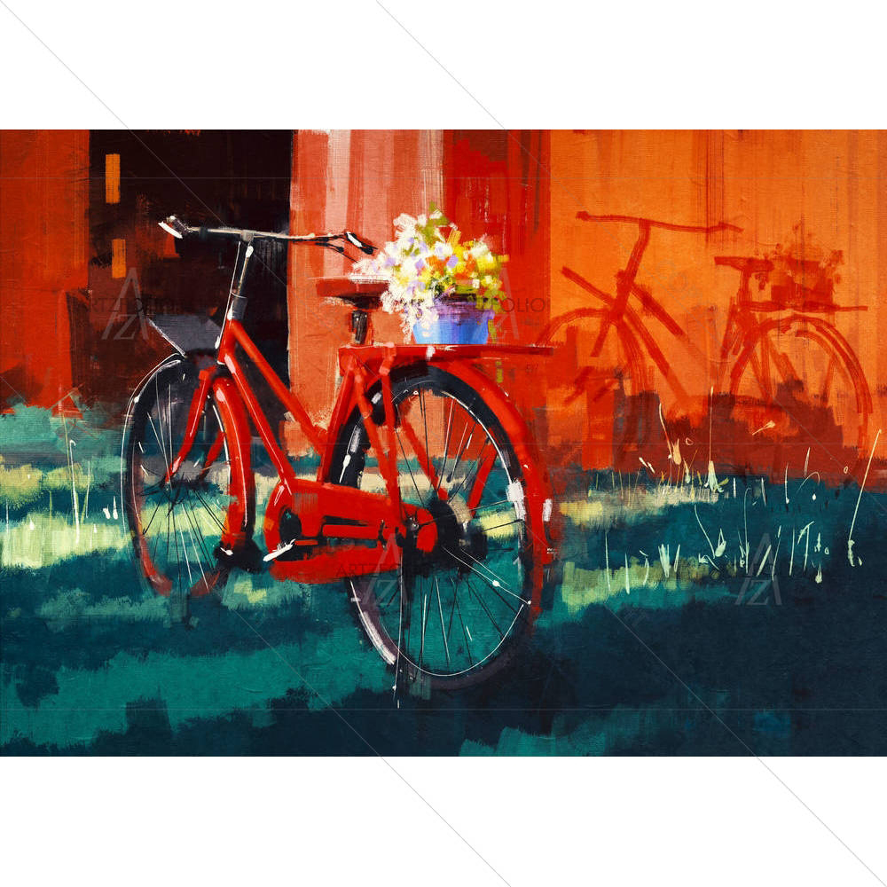 Flowers & Bicycle — Botanical custom art by ArtzFolio