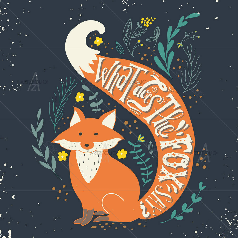 Fox & Hand Lettering — Botanical custom art by ArtzFolio