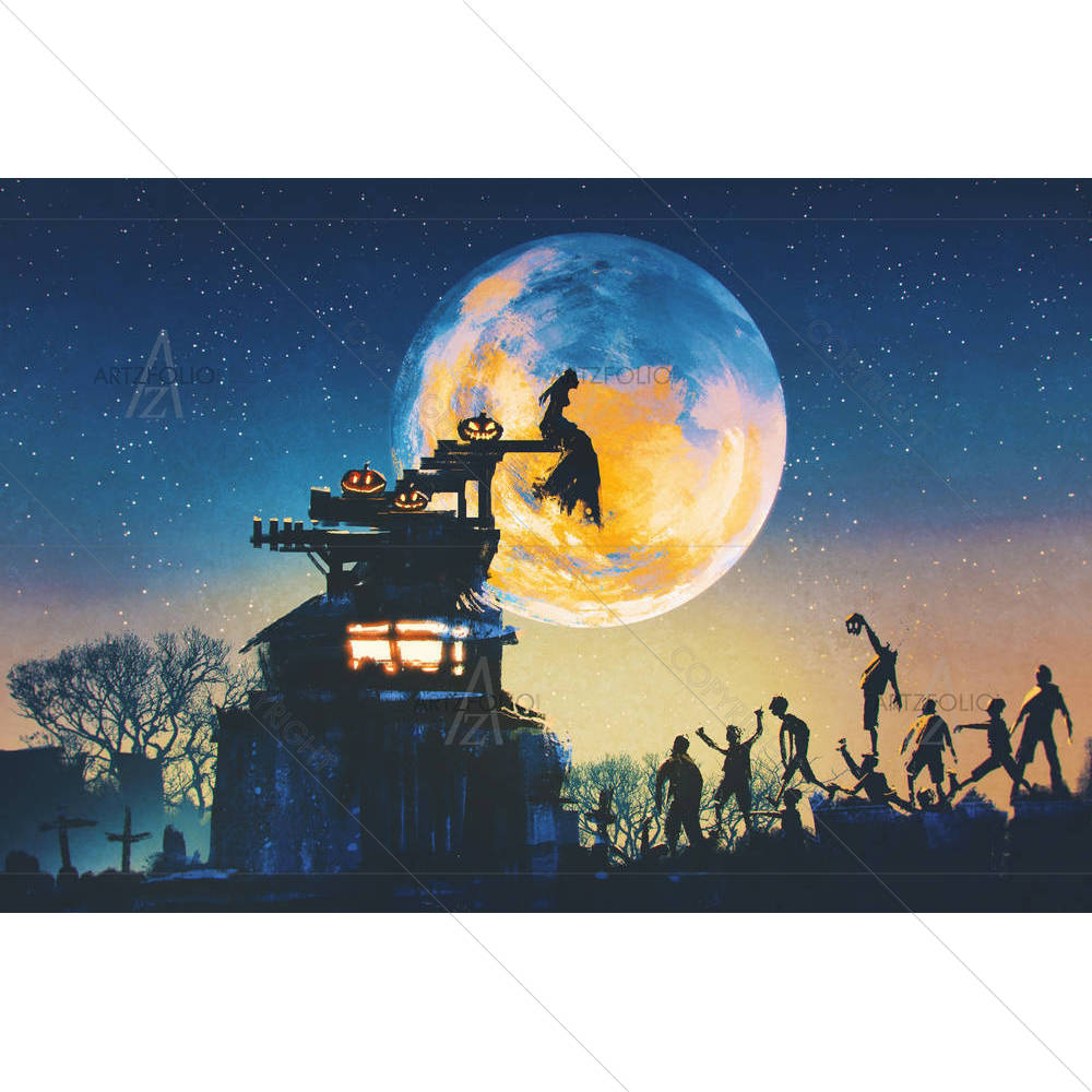 Bride's Love Story At Halloween Night — custom-size art design 5005250