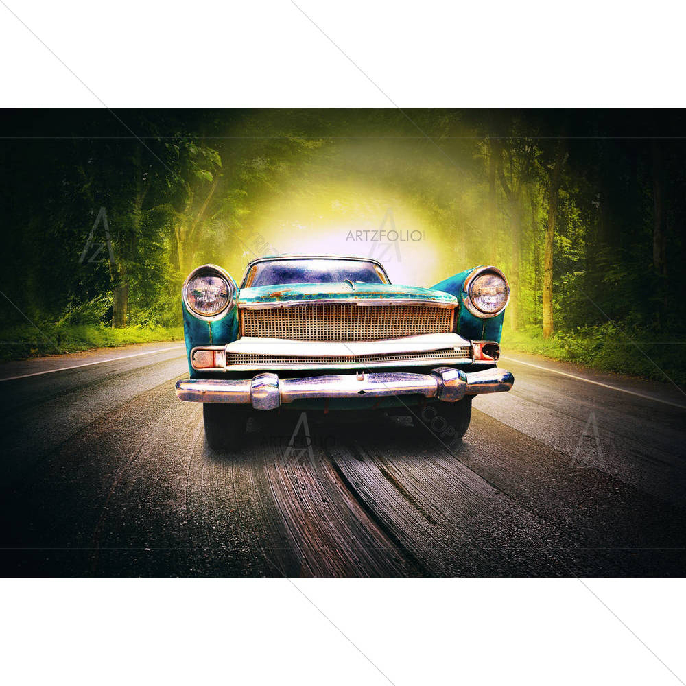 Old Car On The Magic Road — Cars custom art by ArtzFolio