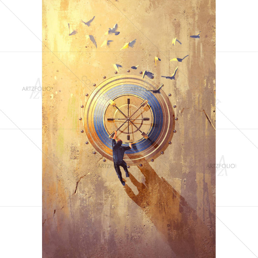 Man Climbing On Wall — custom-size art design 5005283