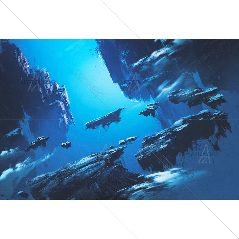 Fantasy Island Floating In The Sky — Fluid marble custom art by ArtzFolio
