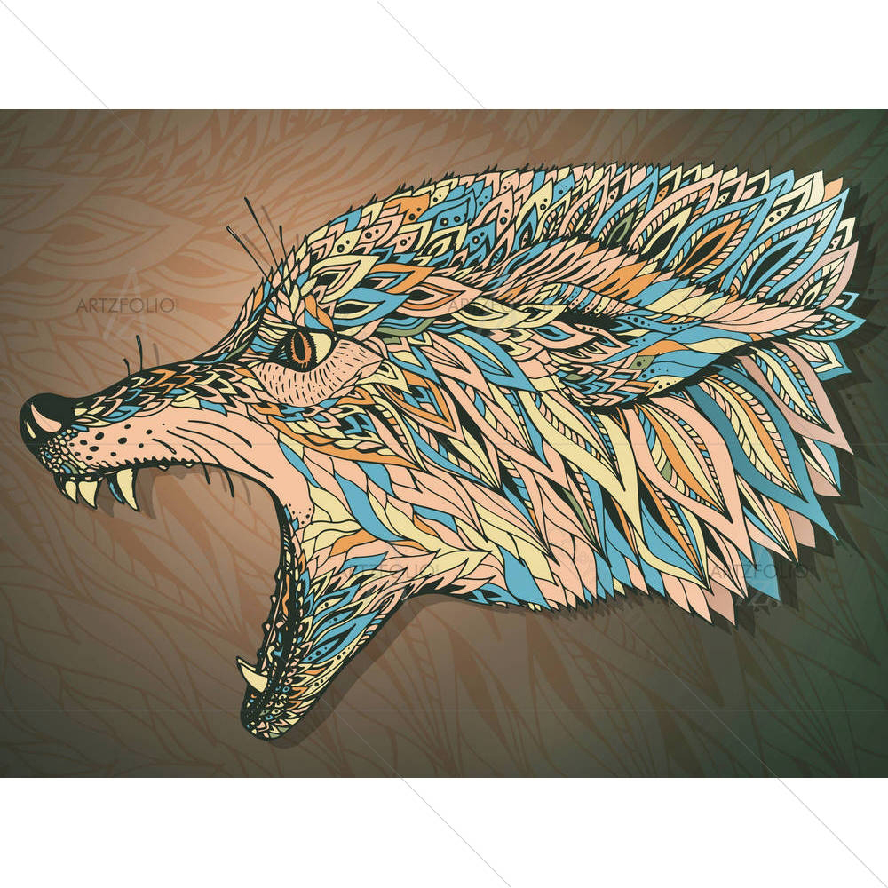 Tribal Ethnic Wolf Head — custom-size art design 5005305