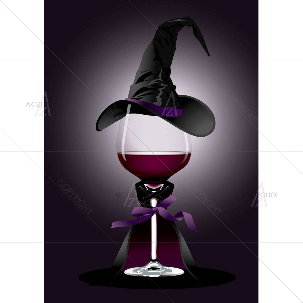 Wine Glass in Witch Costume — Abstract custom art by ArtzFolio