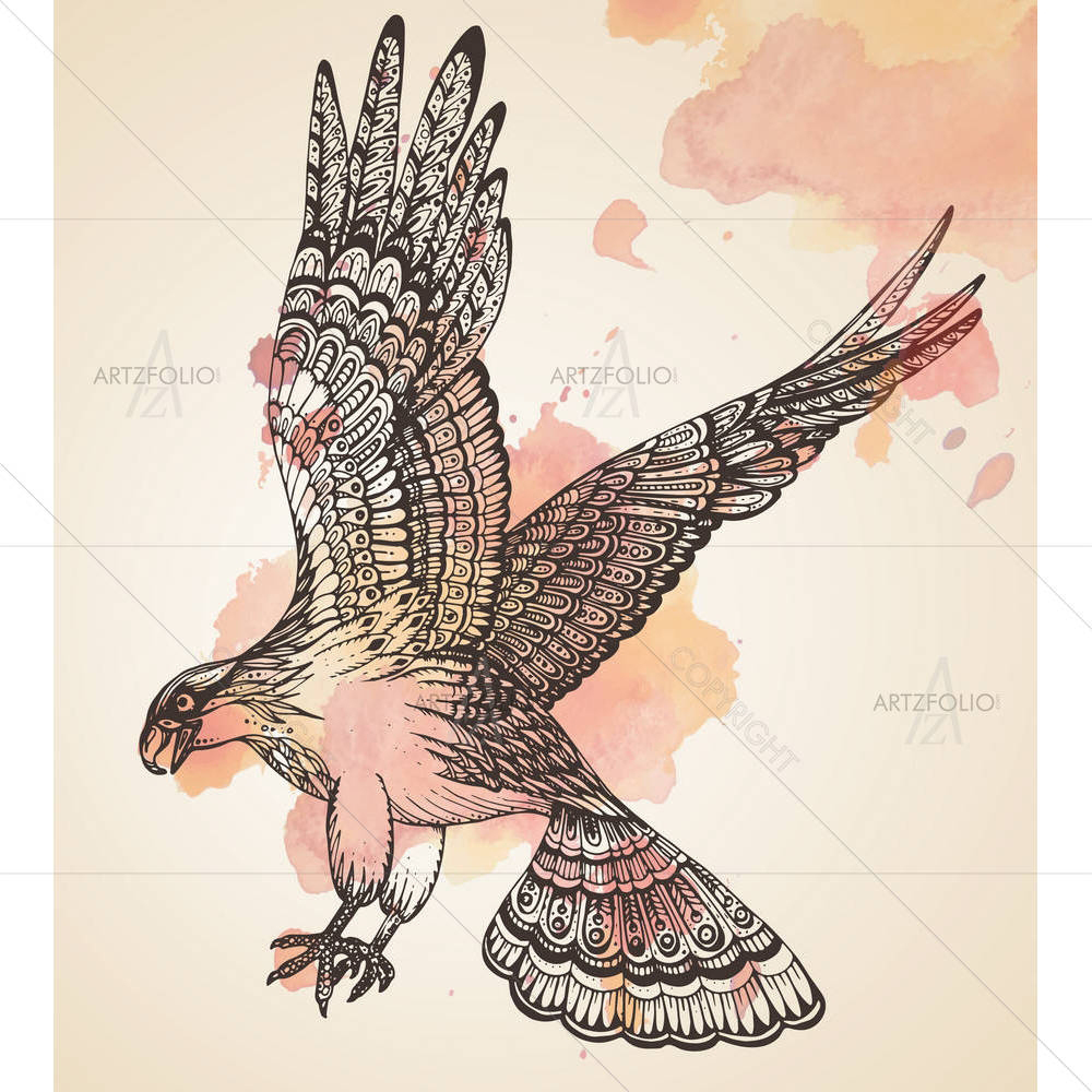 Ornamental Grunge Eagle — custom-size art design 5005309