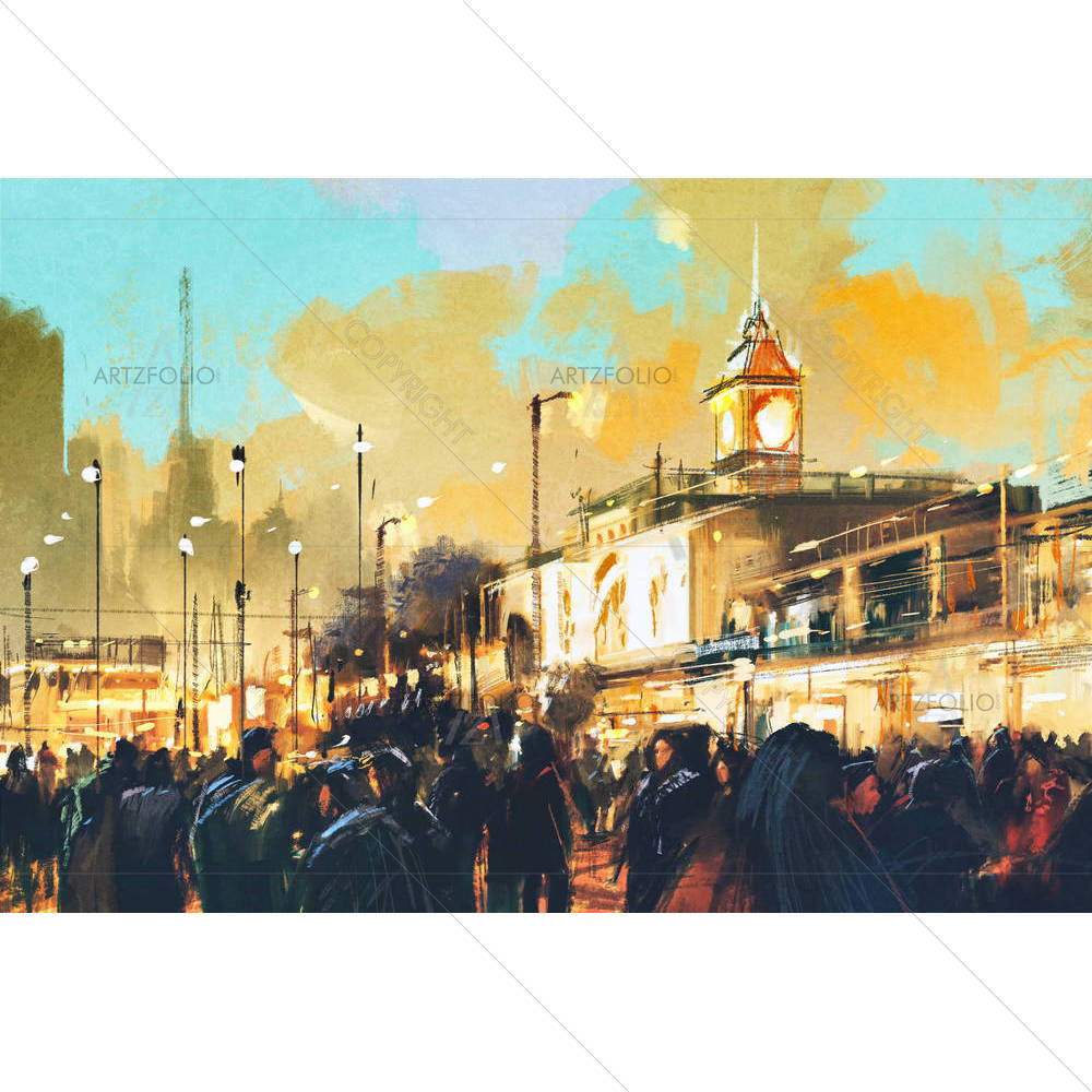 People In A City Park D1 — custom-size art design 5005319
