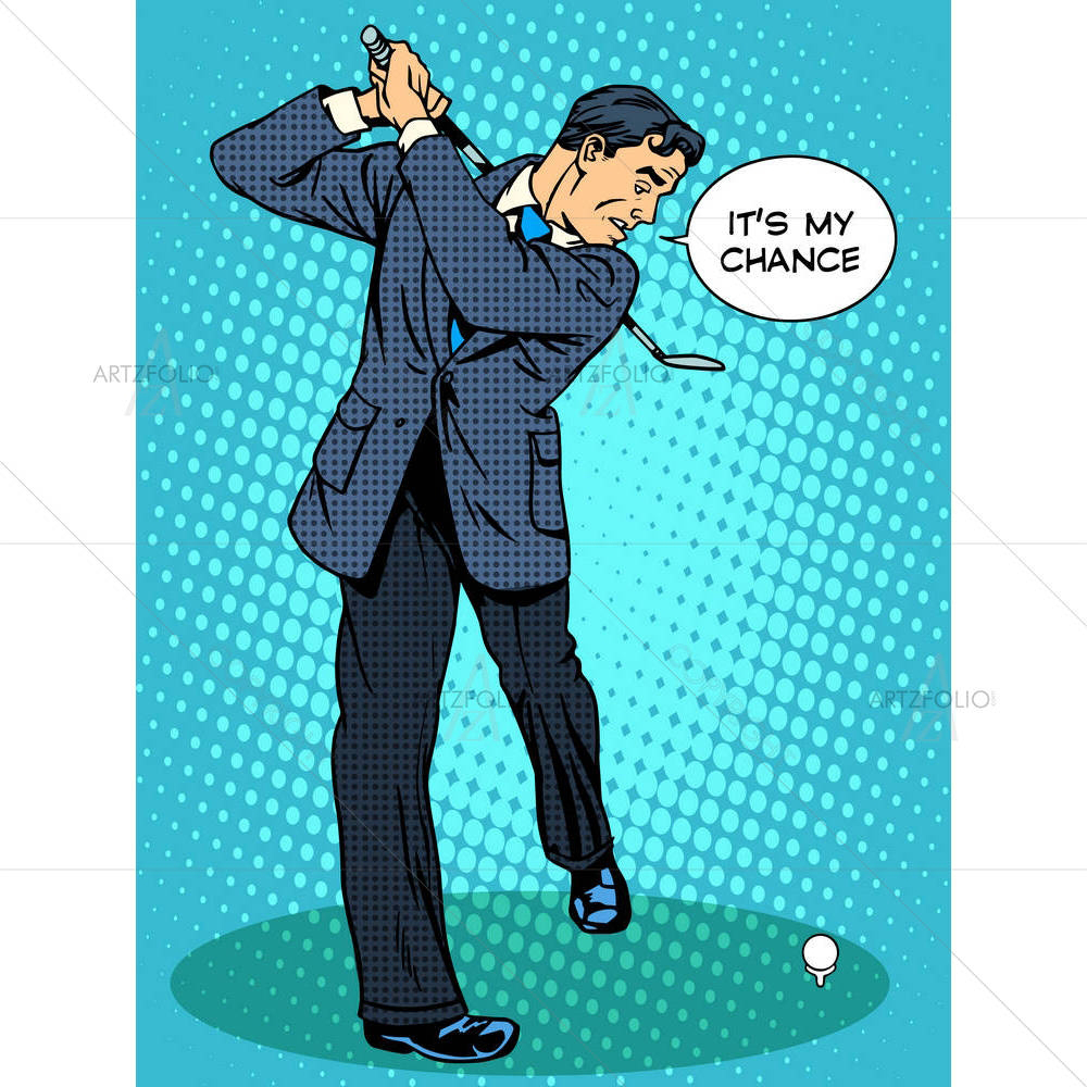 Businessman Playing Golf — custom-size art design 5005324