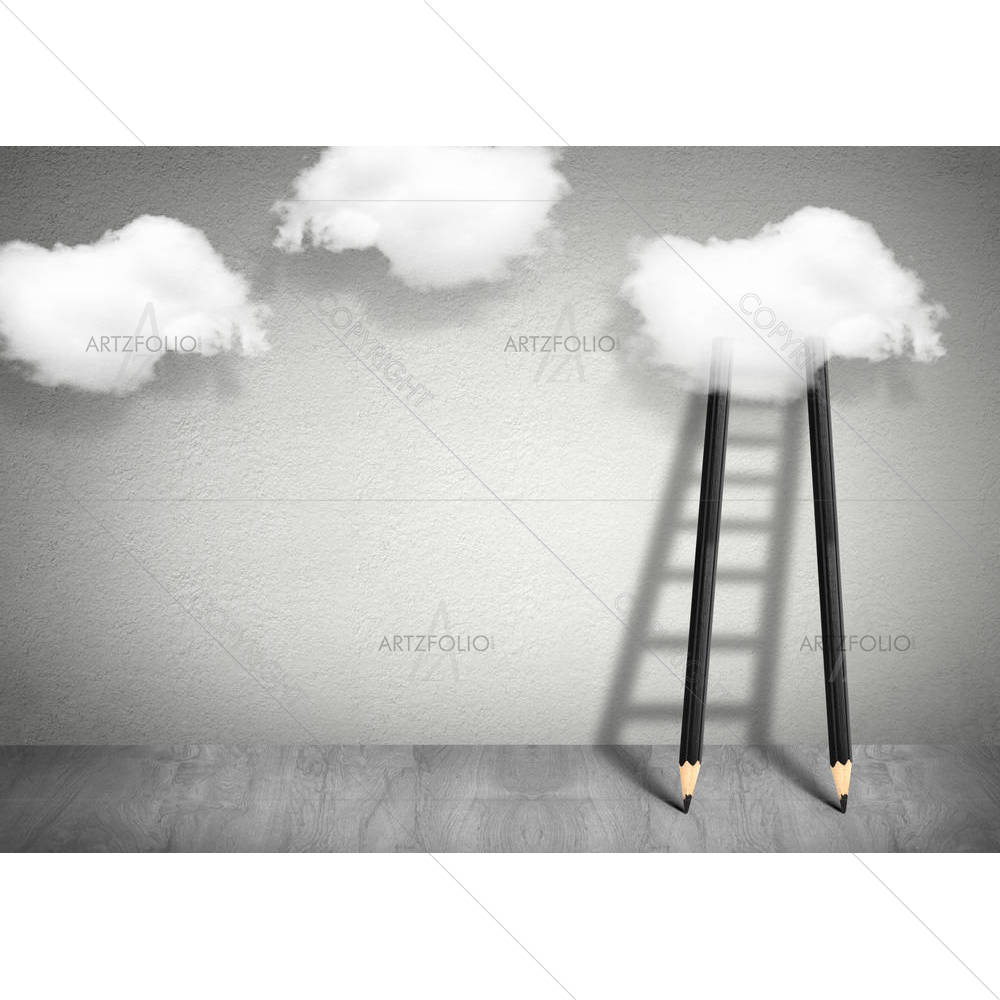 Pencil Ladder To Clouds — custom-size art design 5005326