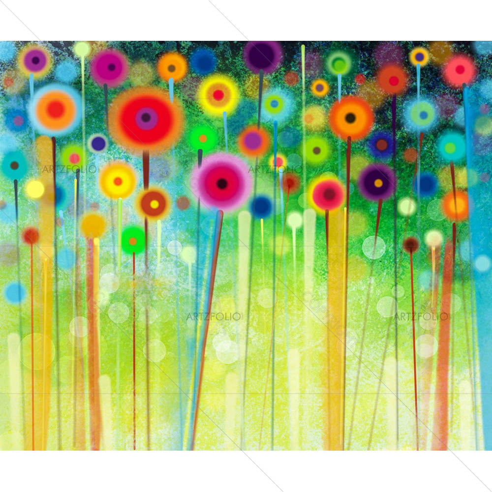 Yellow & Red Flowers — custom-size art design 5005344