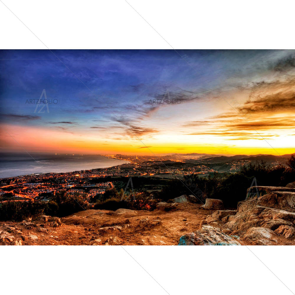 Barcelona Skyline Sunset, Spain — custom-size art design 5005345