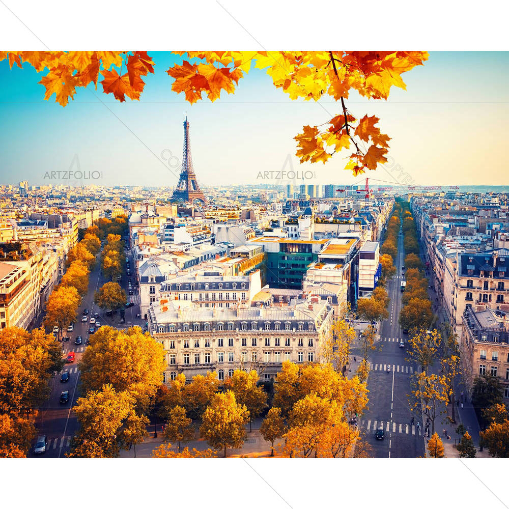 Eiffel Tower At Sunset, Paris, France — custom-size art design 5005346
