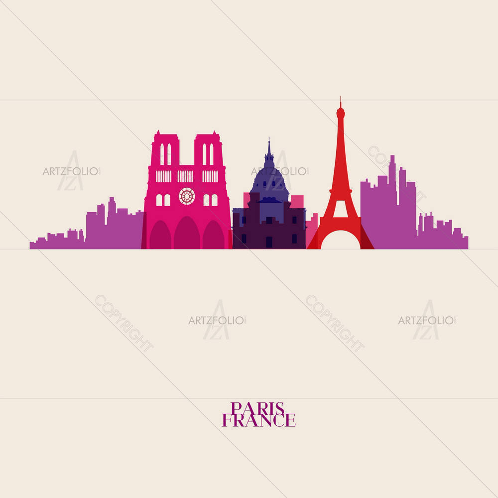 Silhouettes of Paris City, France — custom-size art design 5005369