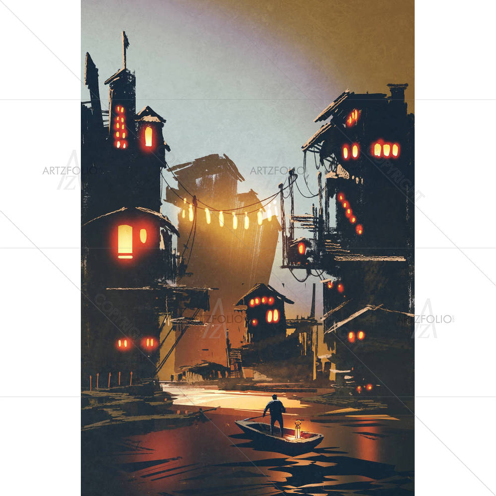 Man Stands On Boat — custom-size art design 5005376