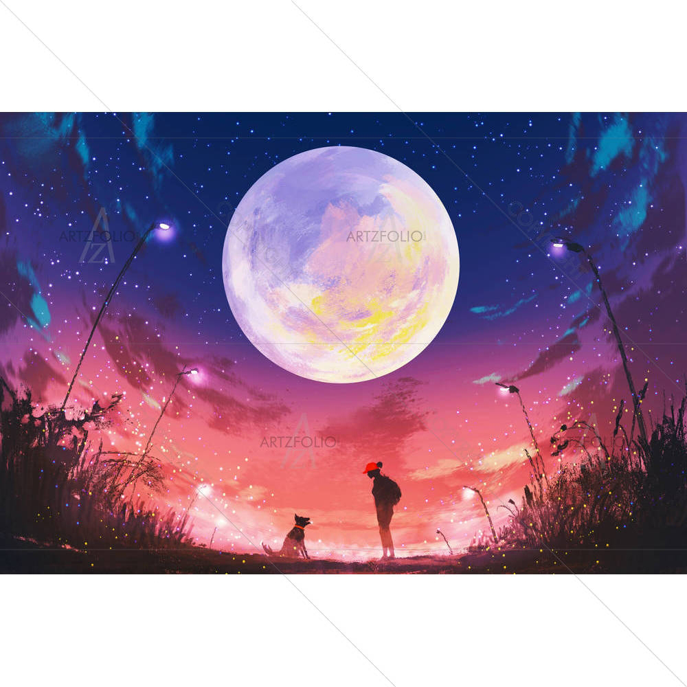 Young Woman With Dog — custom-size art design 5005377