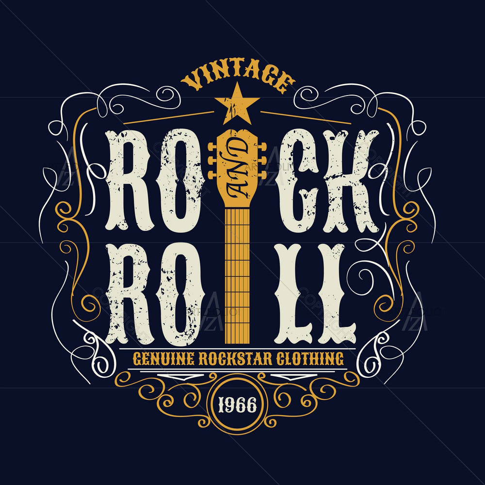 Vintage Rock & Roll Typography — custom-size art design 5005393