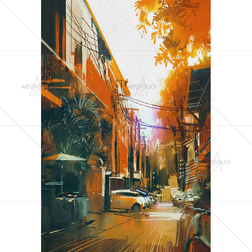 Autumn City Landscape — custom-size art design 5005398