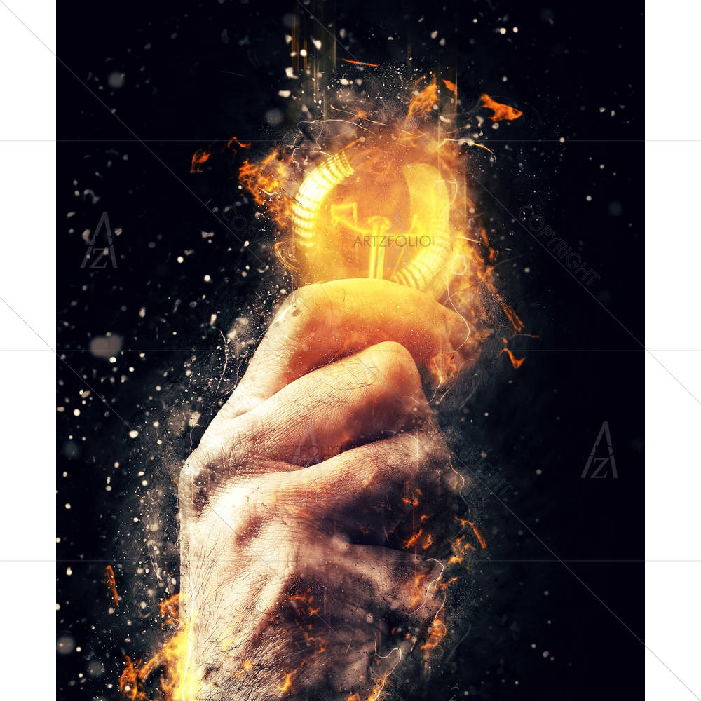 Hand With Light Bulb — custom-size art design 5005415