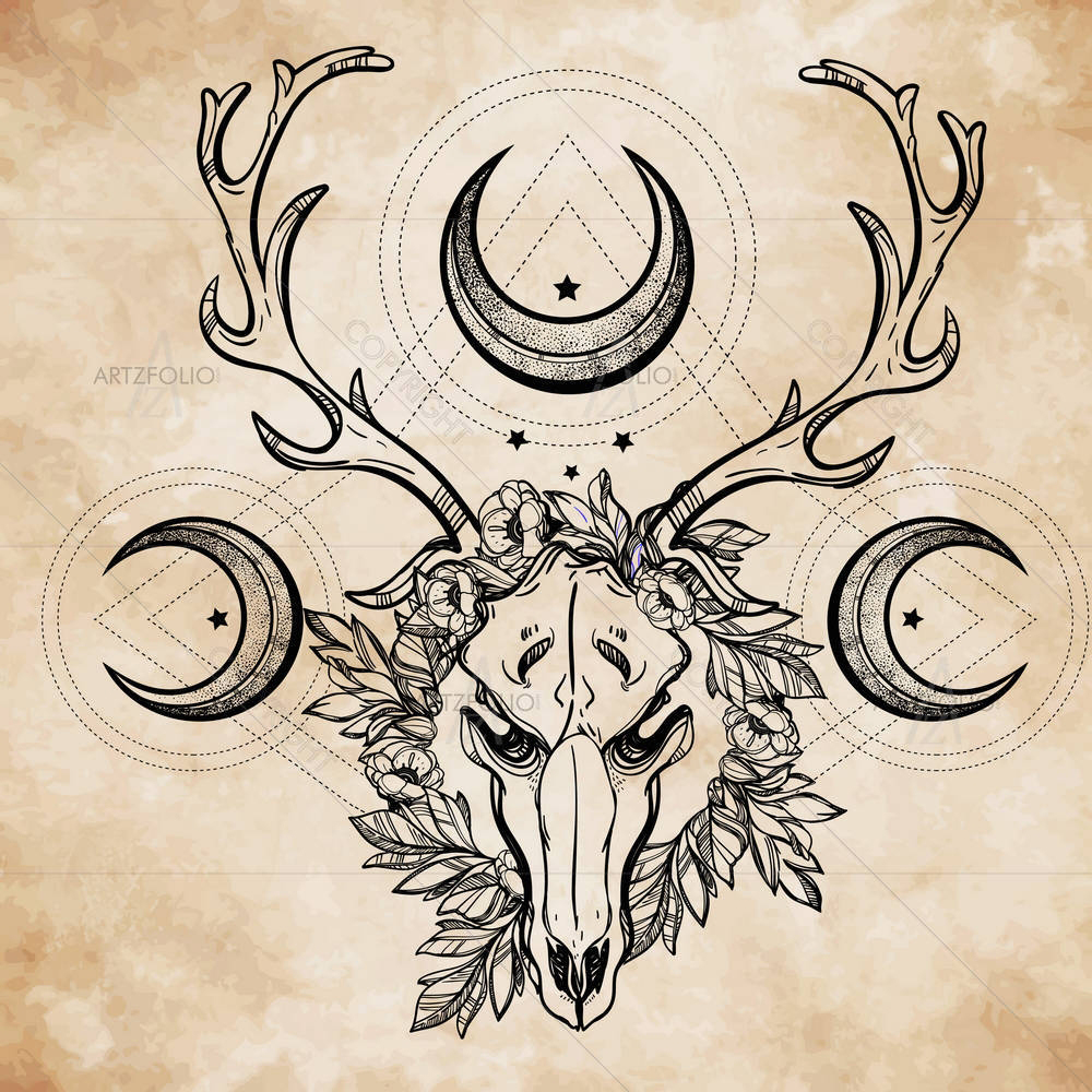 Beautiful Scull Tattoo Art — custom-size art design 5005420