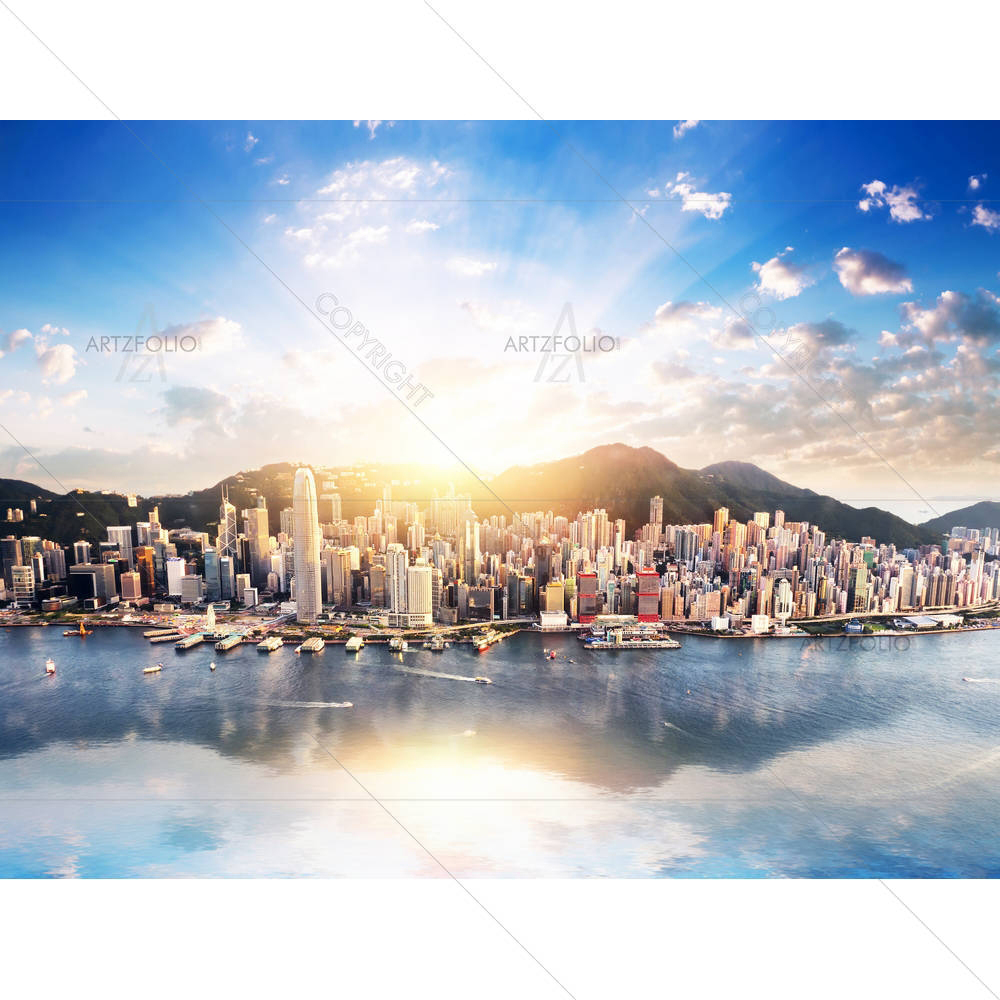 Hong Kong City Skyline View — custom-size art design 5005441