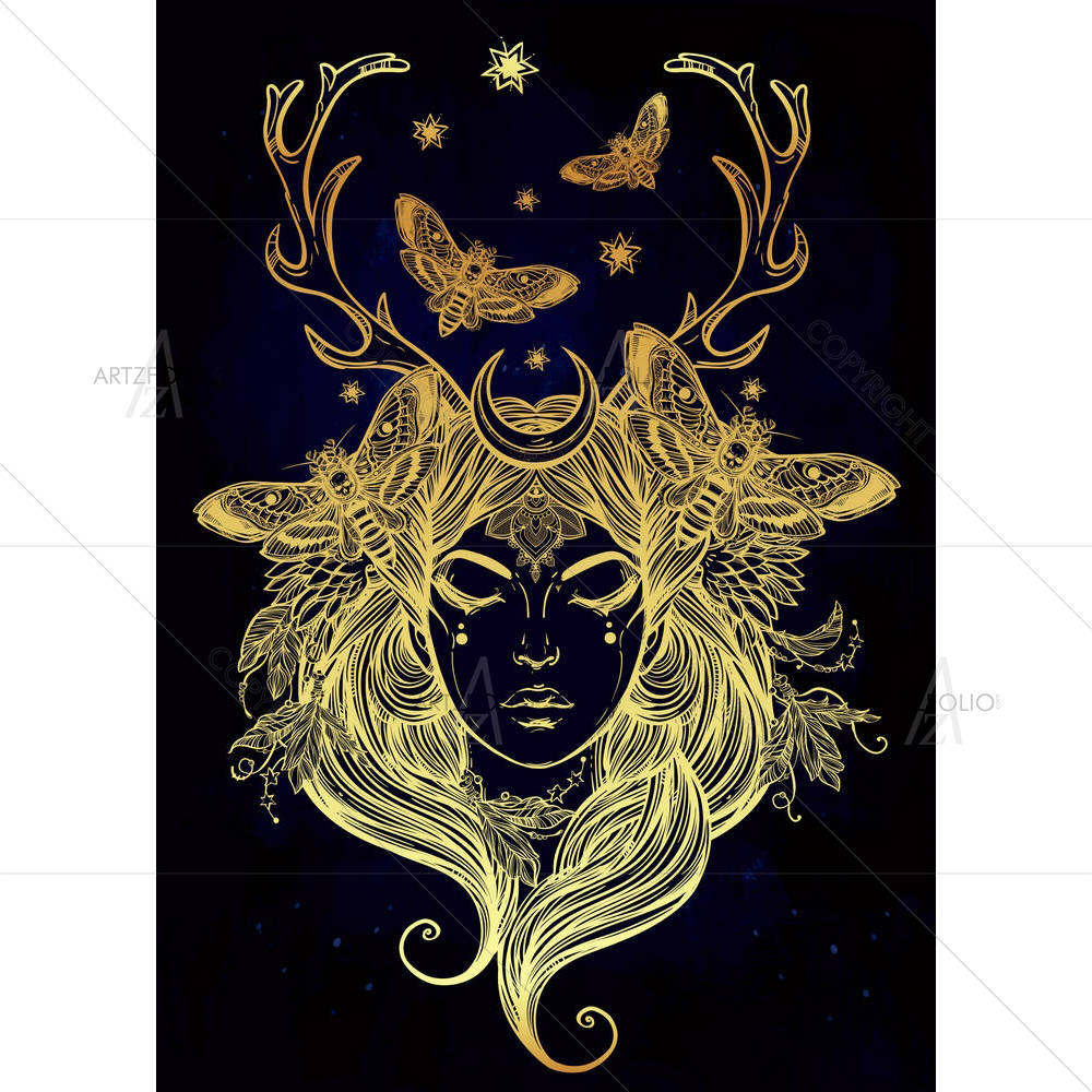 Female Shaman Portriat — custom-size art design 5005442
