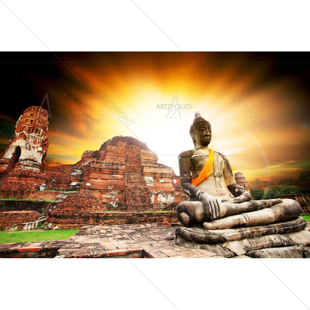 Buddha In Ayuthaya, Thailand — Devotional custom art by ArtzFolio
