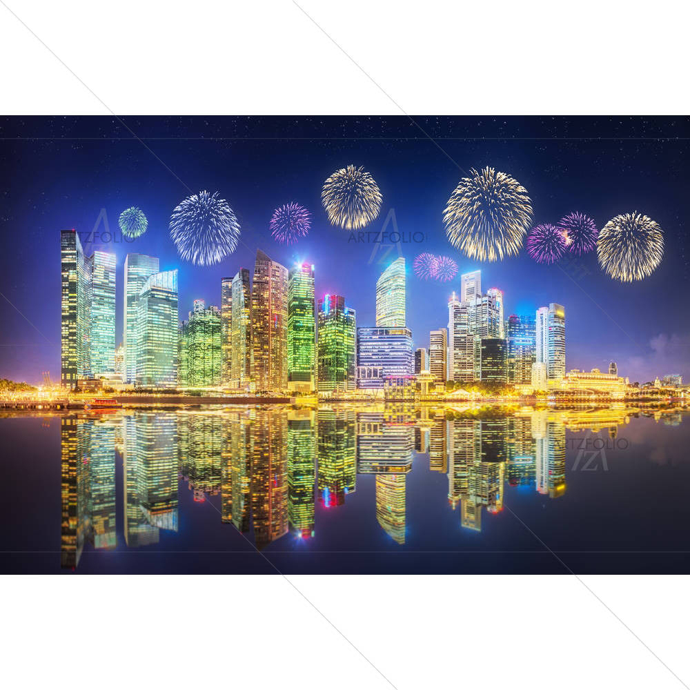 Fireworks In Marina Bay Singapore D1 — custom-size art design 5005461