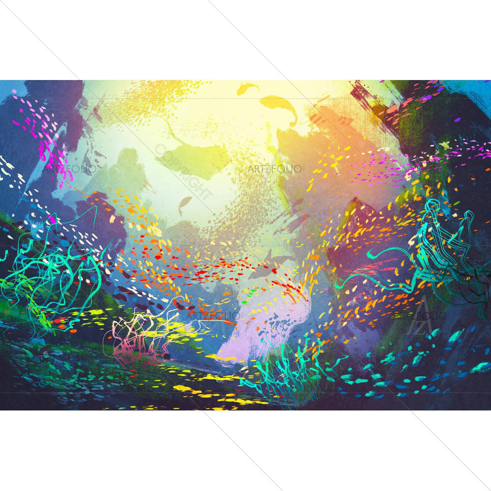 Underwater Seascape — Animated Cartoons custom art by ArtzFolio