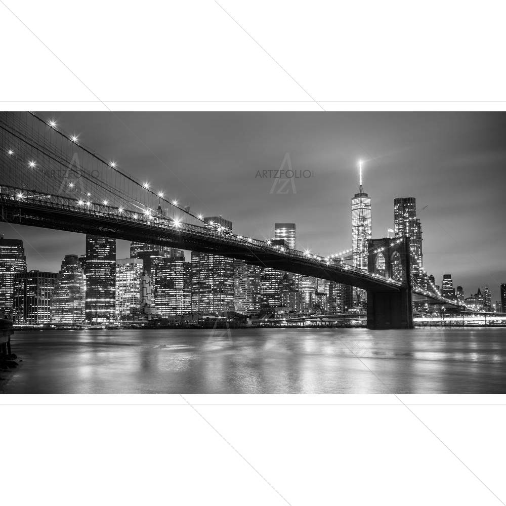 Brooklyn Bridge & New York Manhattan Downtown, USA — custom-size art design 5005466
